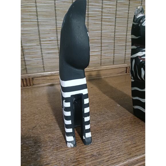 Vintage Laurel Burch Style Folk Art Black And White Wood Cats - Picture 6 of 10